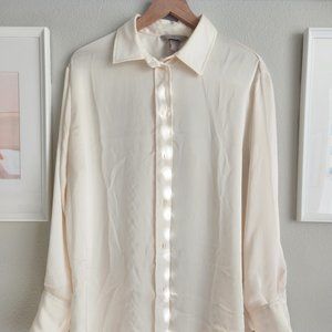 Satin Cream Button-Up